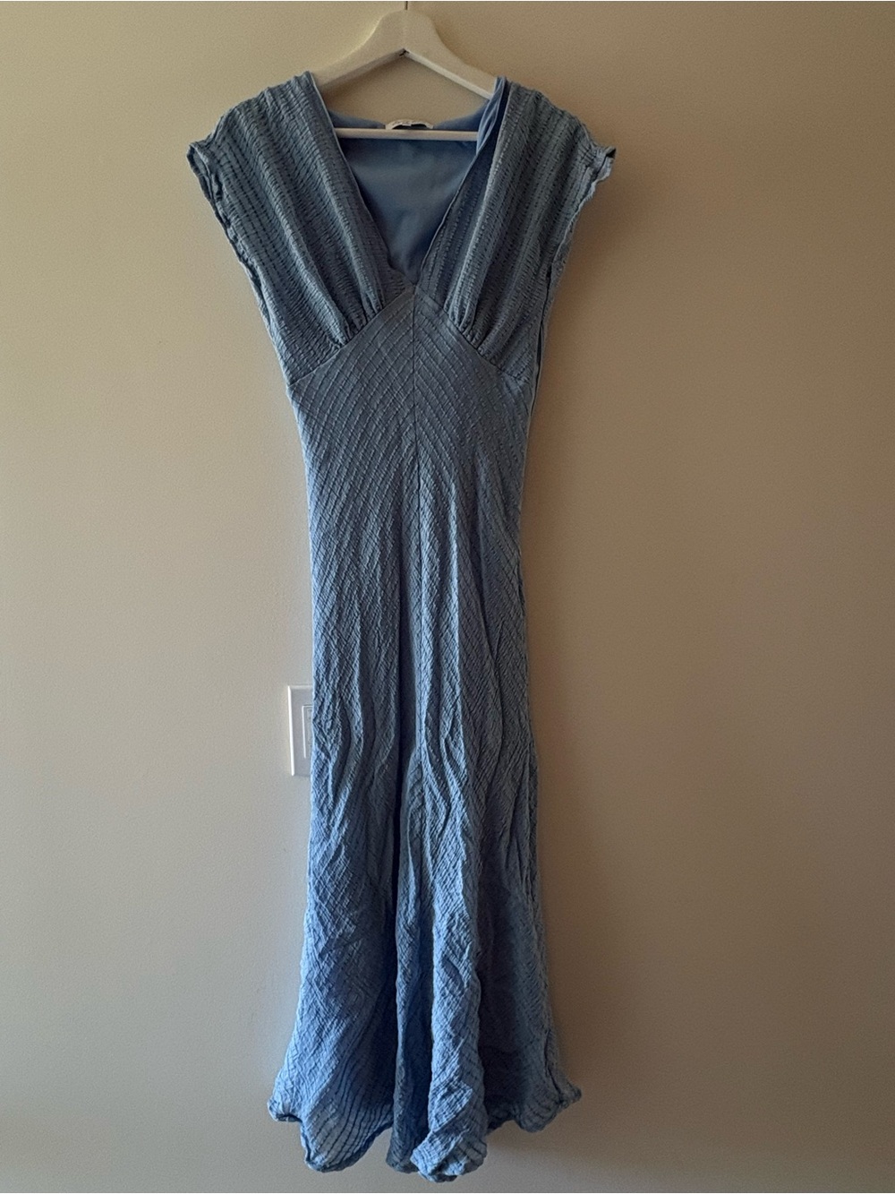 emory park Light Blue V-Neck Textured Maxi Dress